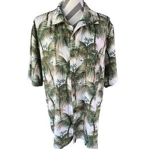 Vintage Joe Marlin Hawaiian Shirt Mens Large Palm Leaf Tropical Coconut Buttons